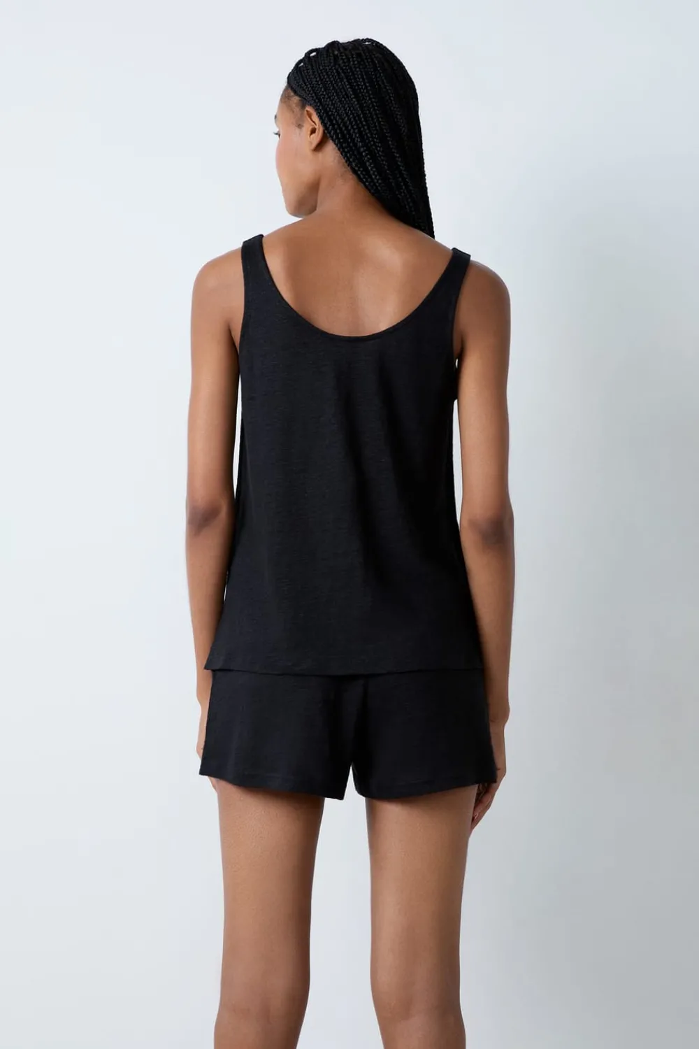 Discount ETAM Camiseta de tirantes 100% lino NEGRO