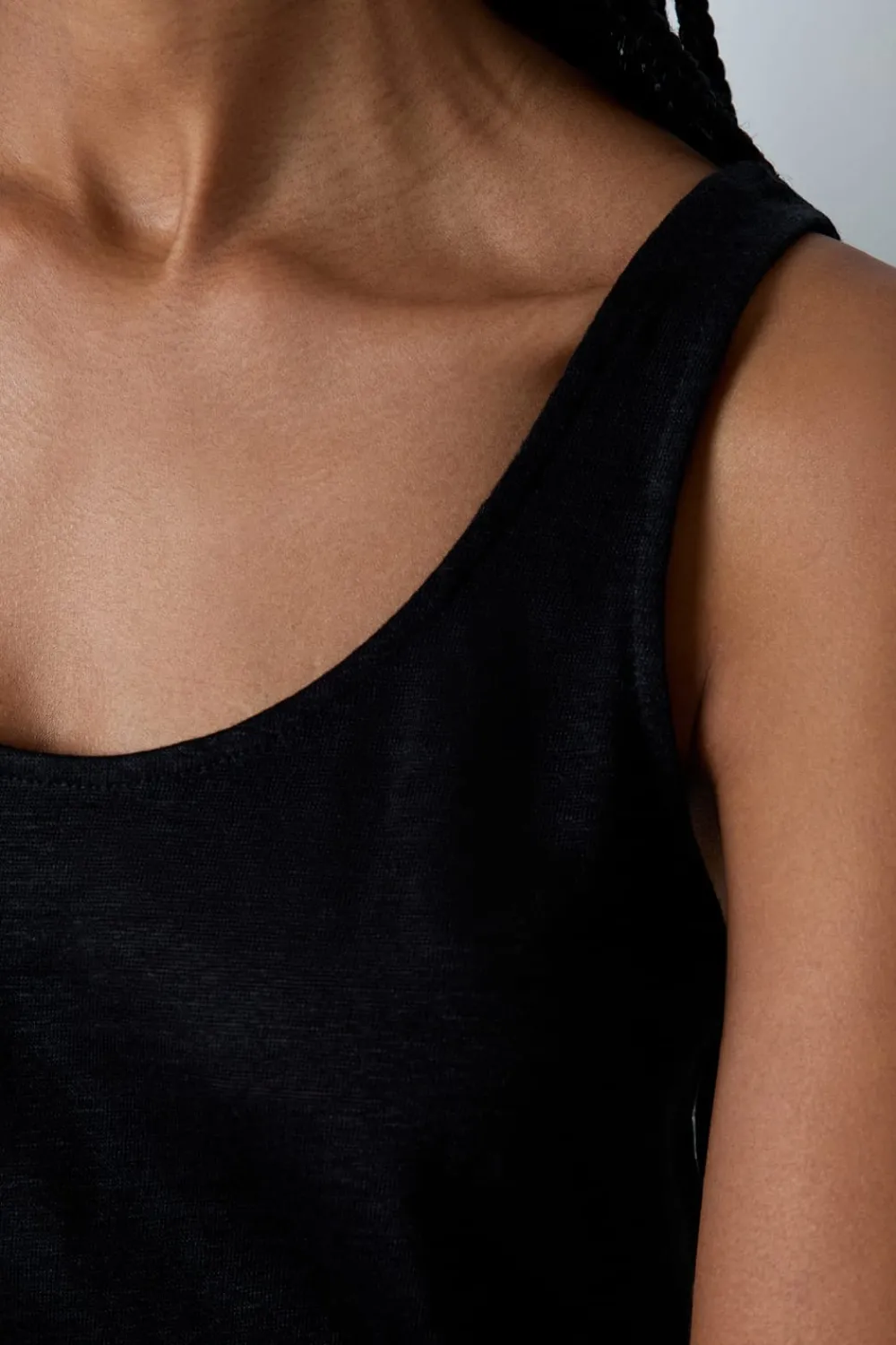 Discount ETAM Camiseta de tirantes 100% lino NEGRO