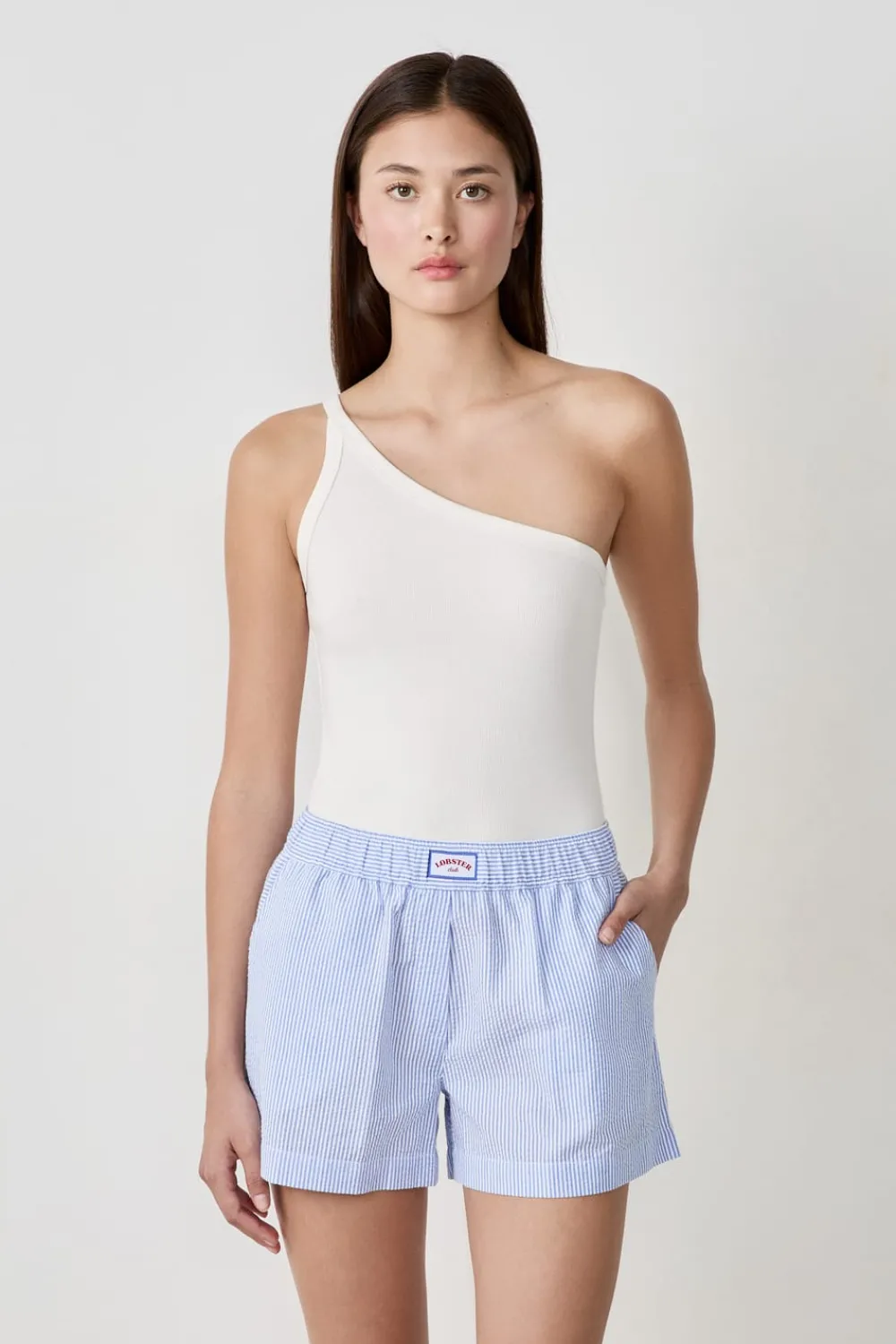 Best ETAM Camiseta de tirantes asimétrica de algodón BLANCO