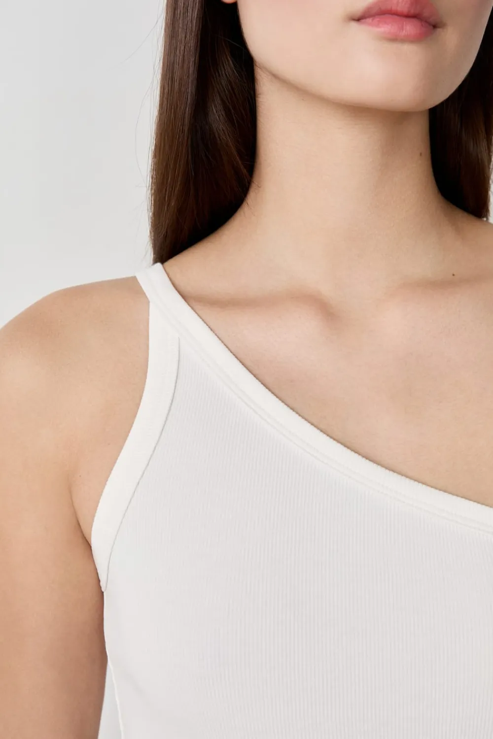 Best ETAM Camiseta de tirantes asimétrica de algodón BLANCO