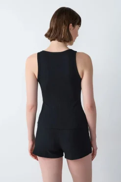 Online ETAM Camiseta de tirantes canalé NEGRO