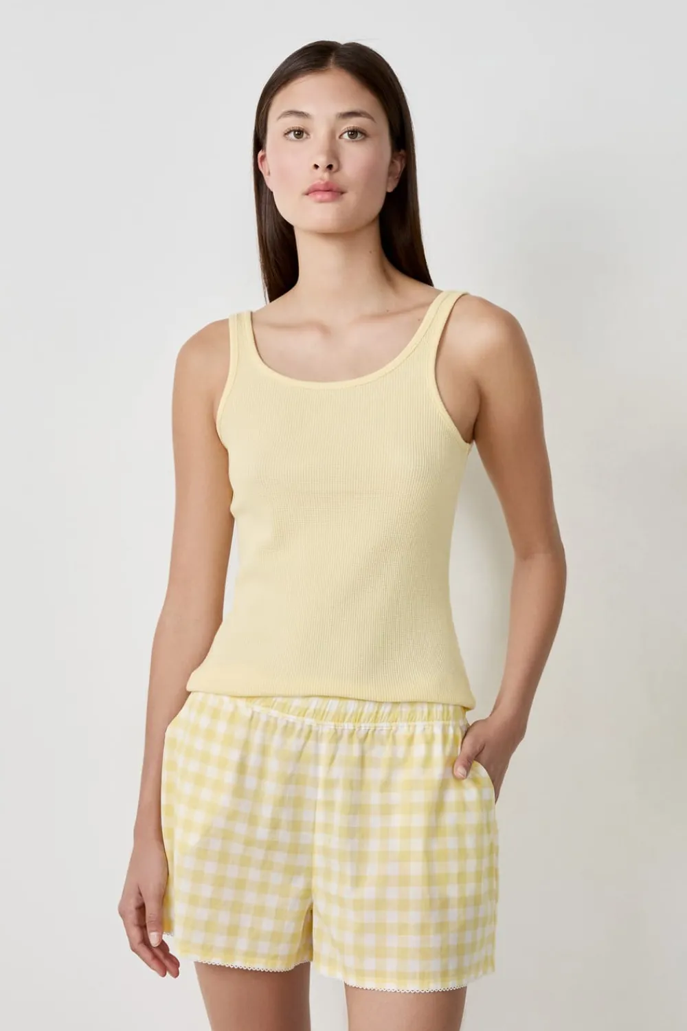 Outlet ETAM Camiseta de tirantes de algodón AMARILLO
