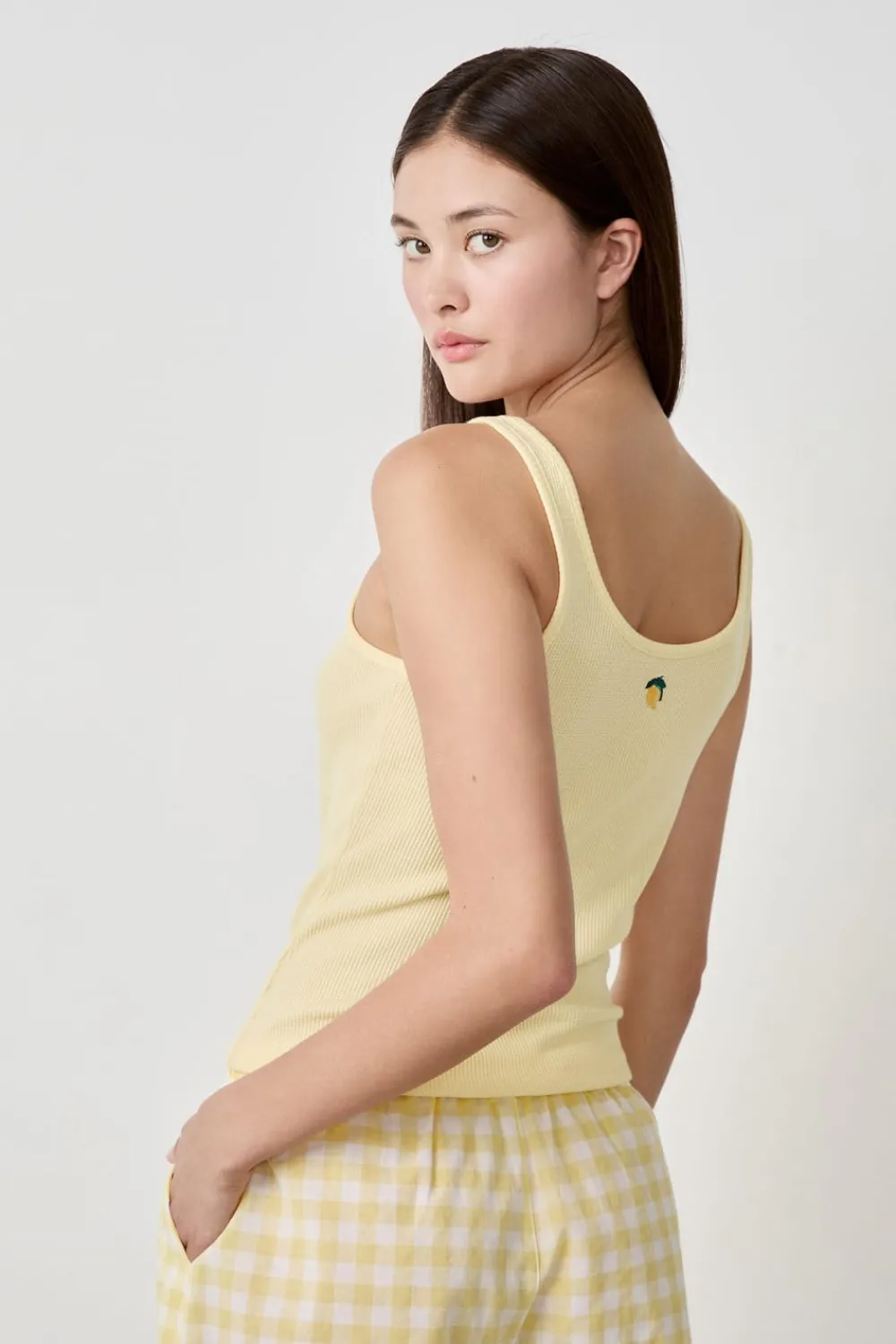 Outlet ETAM Camiseta de tirantes de algodón AMARILLO