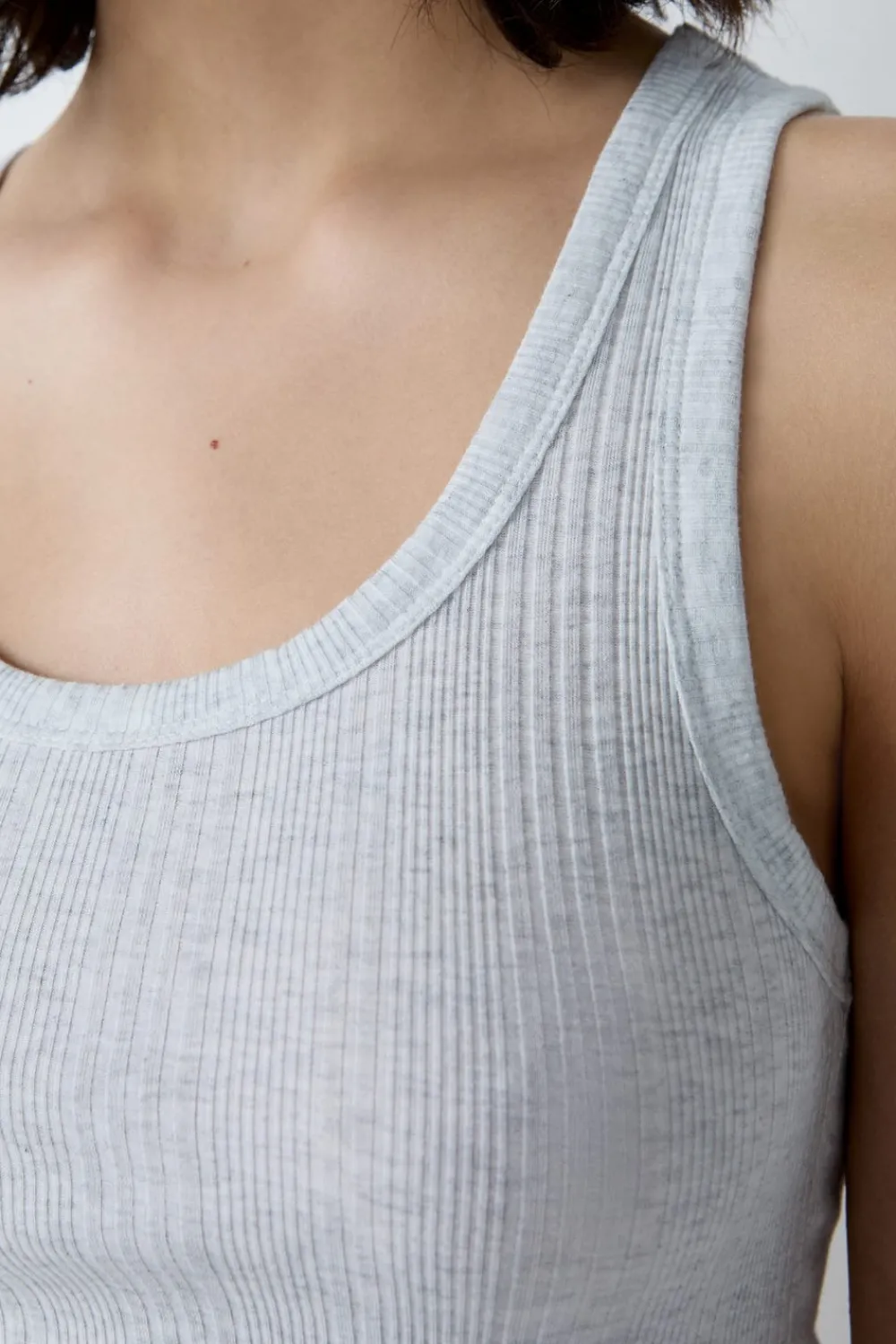 Sale ETAM Camiseta de tirantes de algodón acanalado GRIS