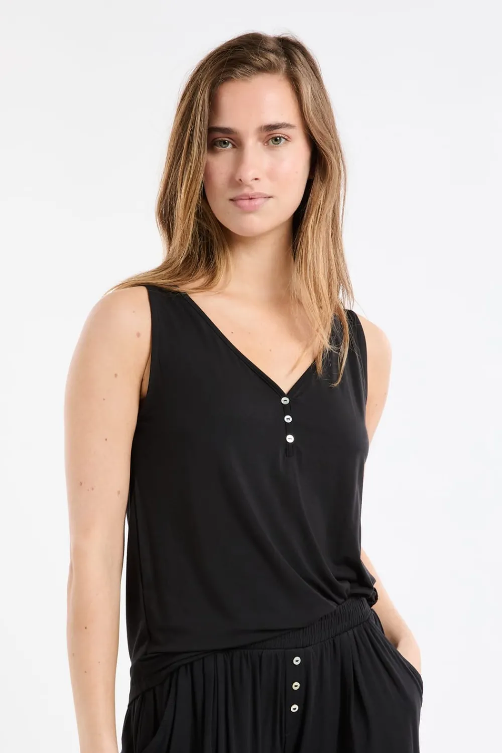 Clearance ETAM Camiseta de tirantes lisa NEGRO