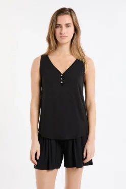 Clearance ETAM Camiseta de tirantes lisa NEGRO