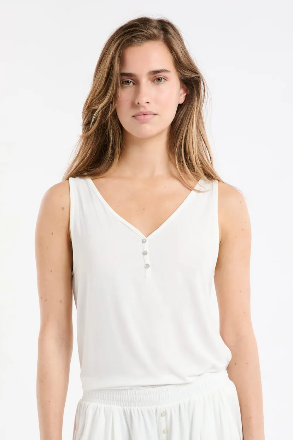 Hot ETAM Camiseta de tirantes lisa BLANCO CRUDO
