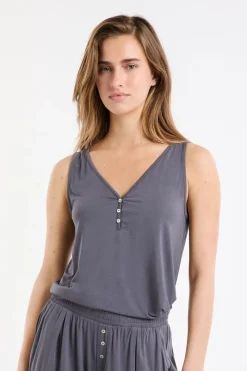 Clearance ETAM Camiseta de tirantes lisa ANTRACITA