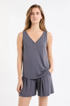Clearance ETAM Camiseta de tirantes lisa ANTRACITA