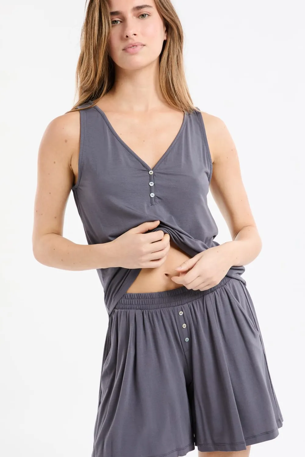 Clearance ETAM Camiseta de tirantes lisa ANTRACITA
