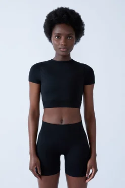 Discount ETAM Camiseta deportiva de manga corta 2 en 1 NEGRO
