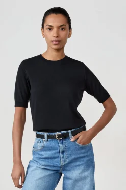 ETAM Camiseta manga corta cuello redondo NEGRO