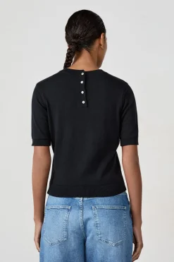 ETAM Camiseta manga corta cuello redondo NEGRO