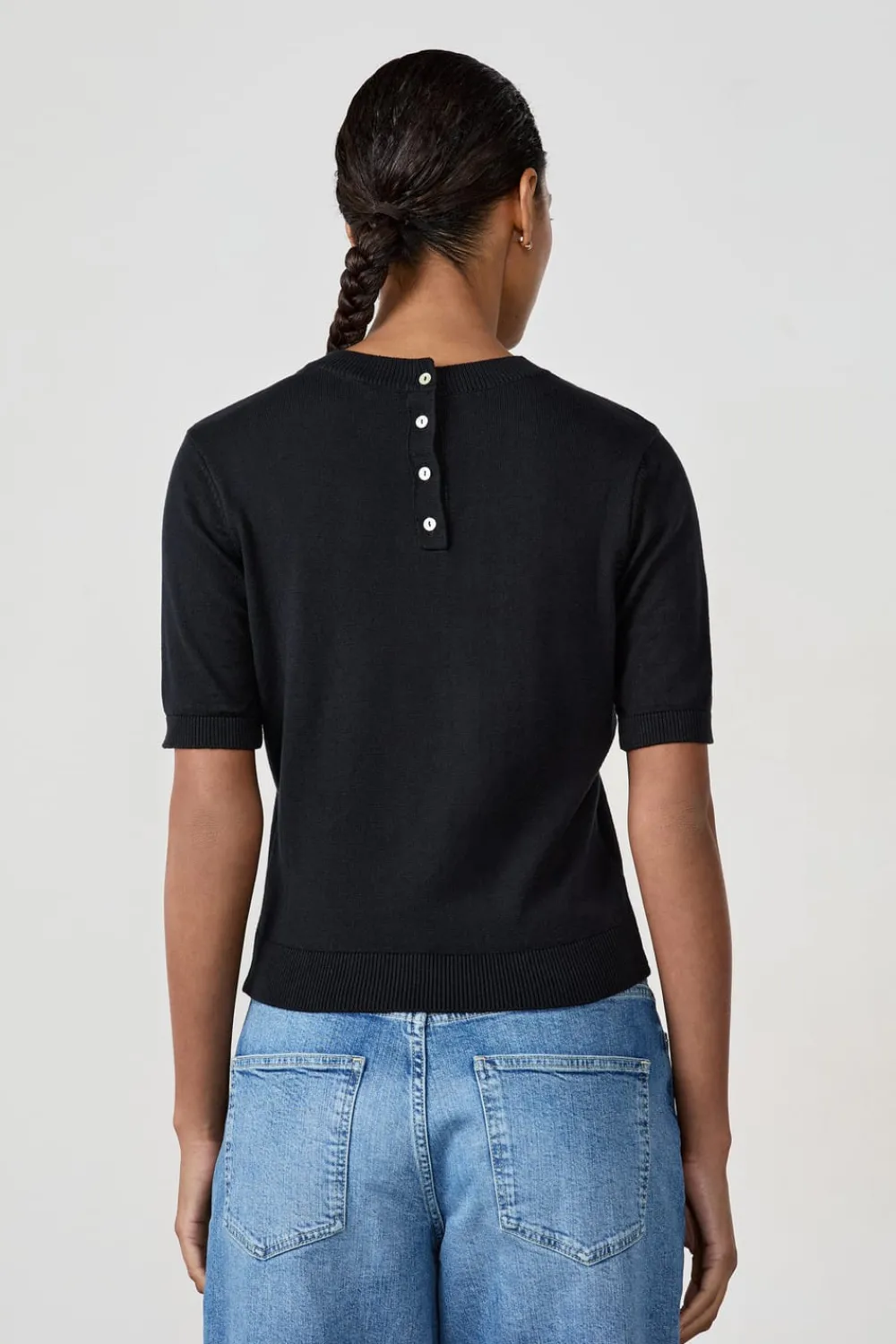 ETAM Camiseta manga corta cuello redondo NEGRO