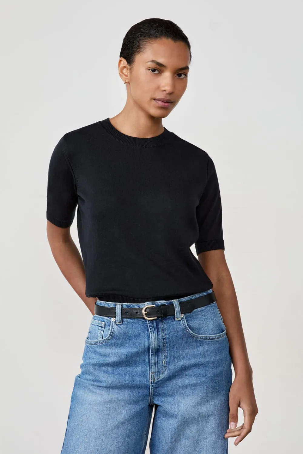 ETAM Camiseta manga corta cuello redondo NEGRO