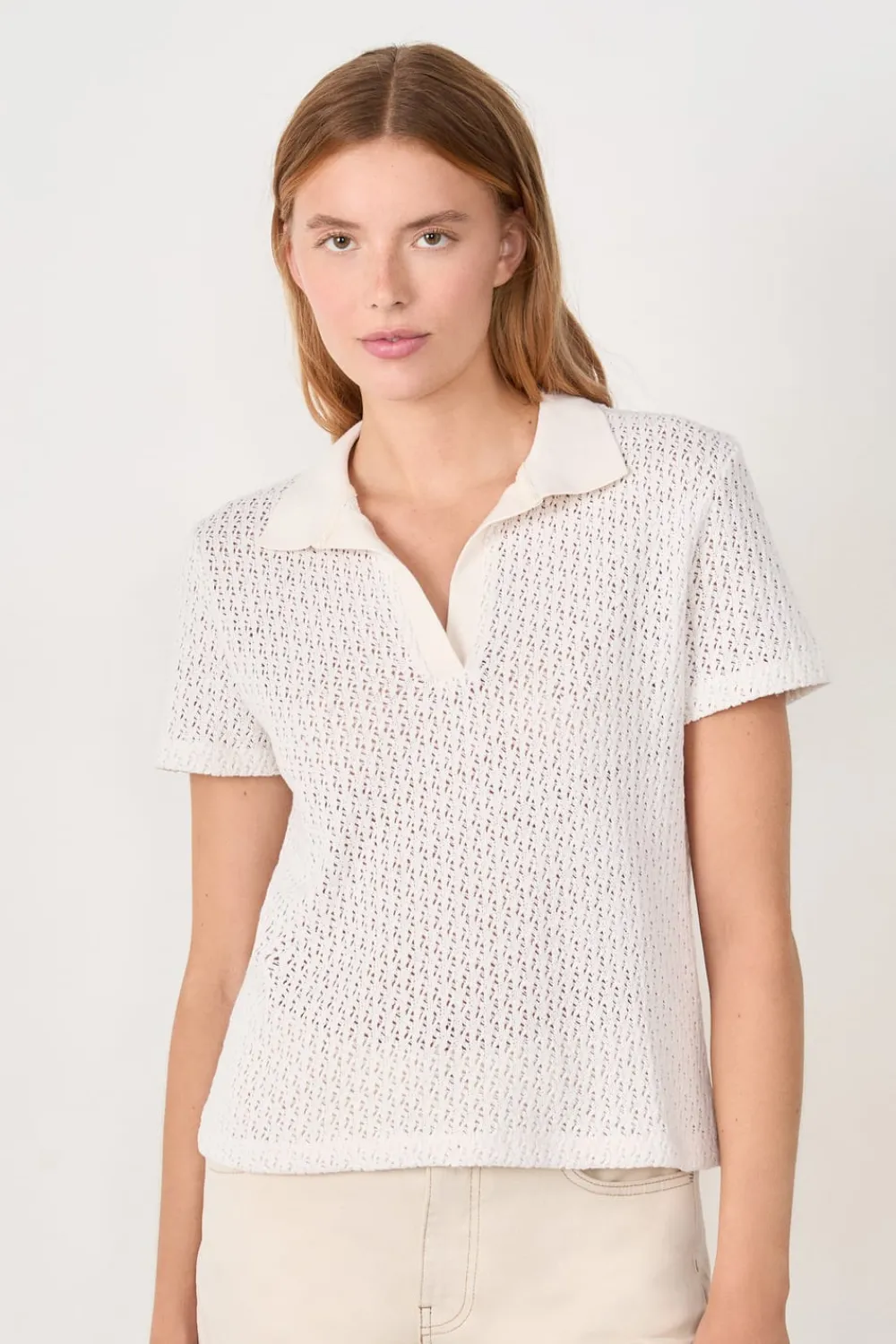 Outlet ETAM Camiseta polo manga corta BLANCO ROTO