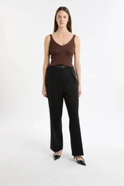ETAM Camiseta sin mangas acanalada brillante MARRÓN