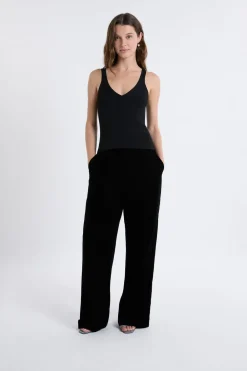 ETAM Camiseta sin mangas acanalada brillante NEGRO