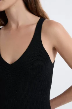 ETAM Camiseta sin mangas acanalada brillante NEGRO