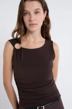 Online ETAM Camiseta sin mangas con anilla MARRÓN
