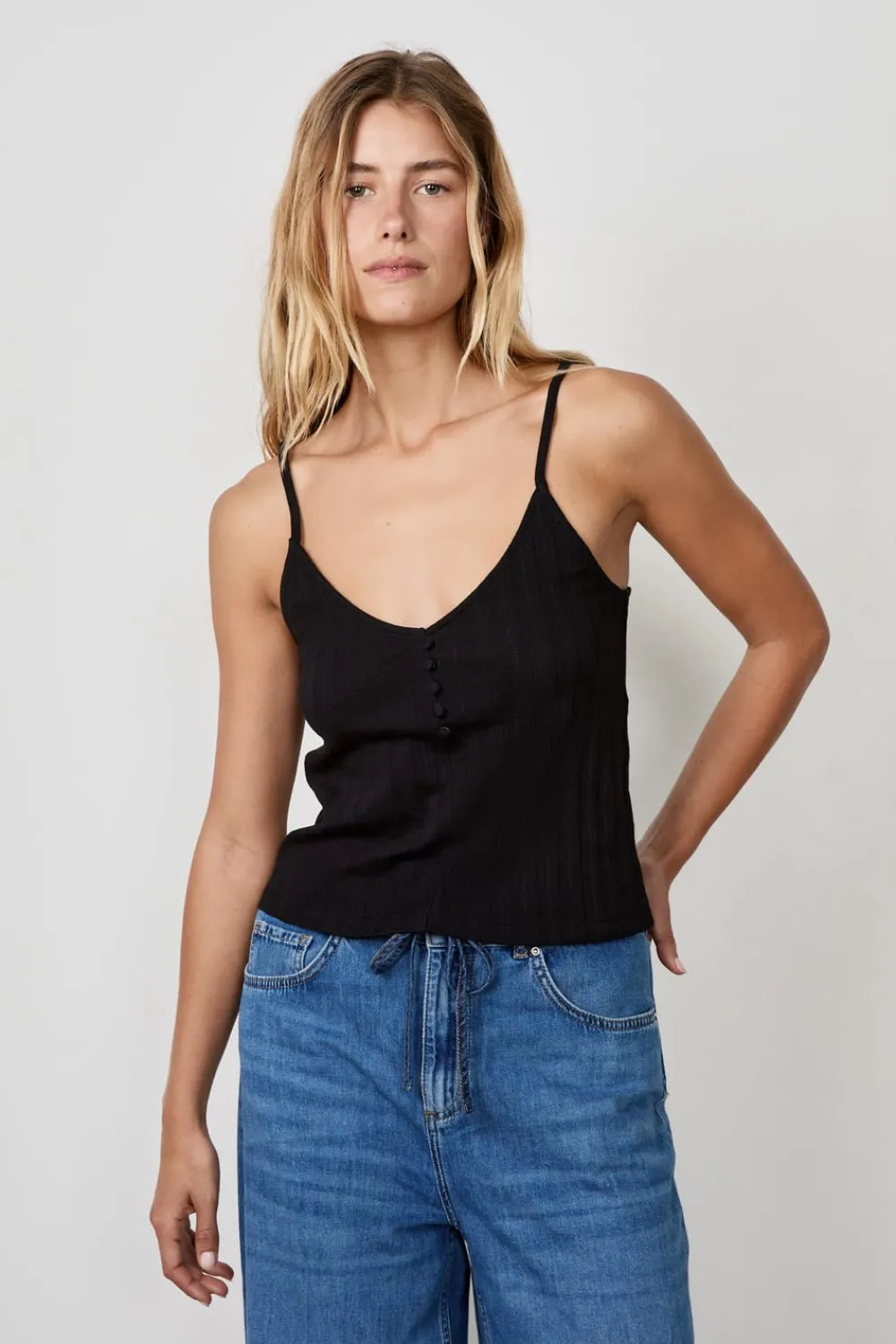 New ETAM Camiseta sin mangas de algodón con tirantes finos NEGRO