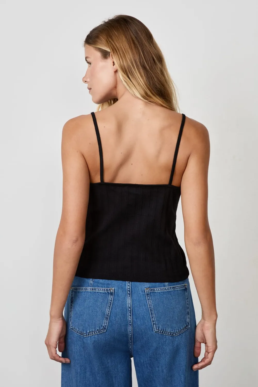 New ETAM Camiseta sin mangas de algodón con tirantes finos NEGRO