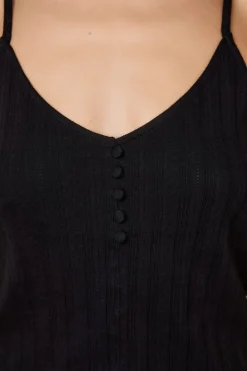 New ETAM Camiseta sin mangas de algodón con tirantes finos NEGRO