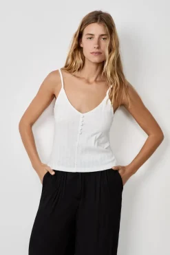 Best ETAM Camiseta sin mangas de algodón con tirantes finos BLANCO