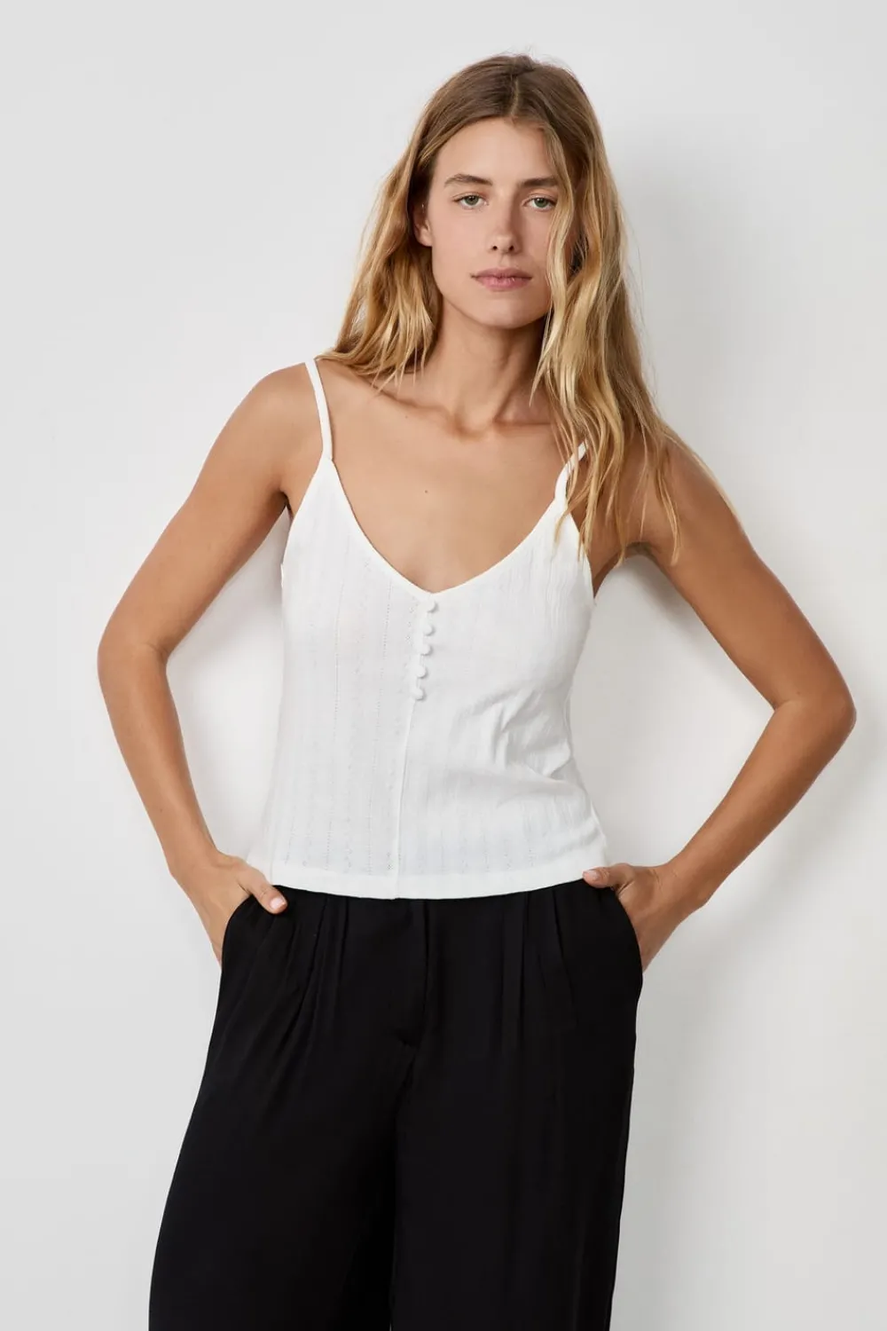 Best ETAM Camiseta sin mangas de algodón con tirantes finos BLANCO