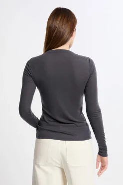 New ETAM Camiseta térmica de cuello redondo con lana ANTRACITA