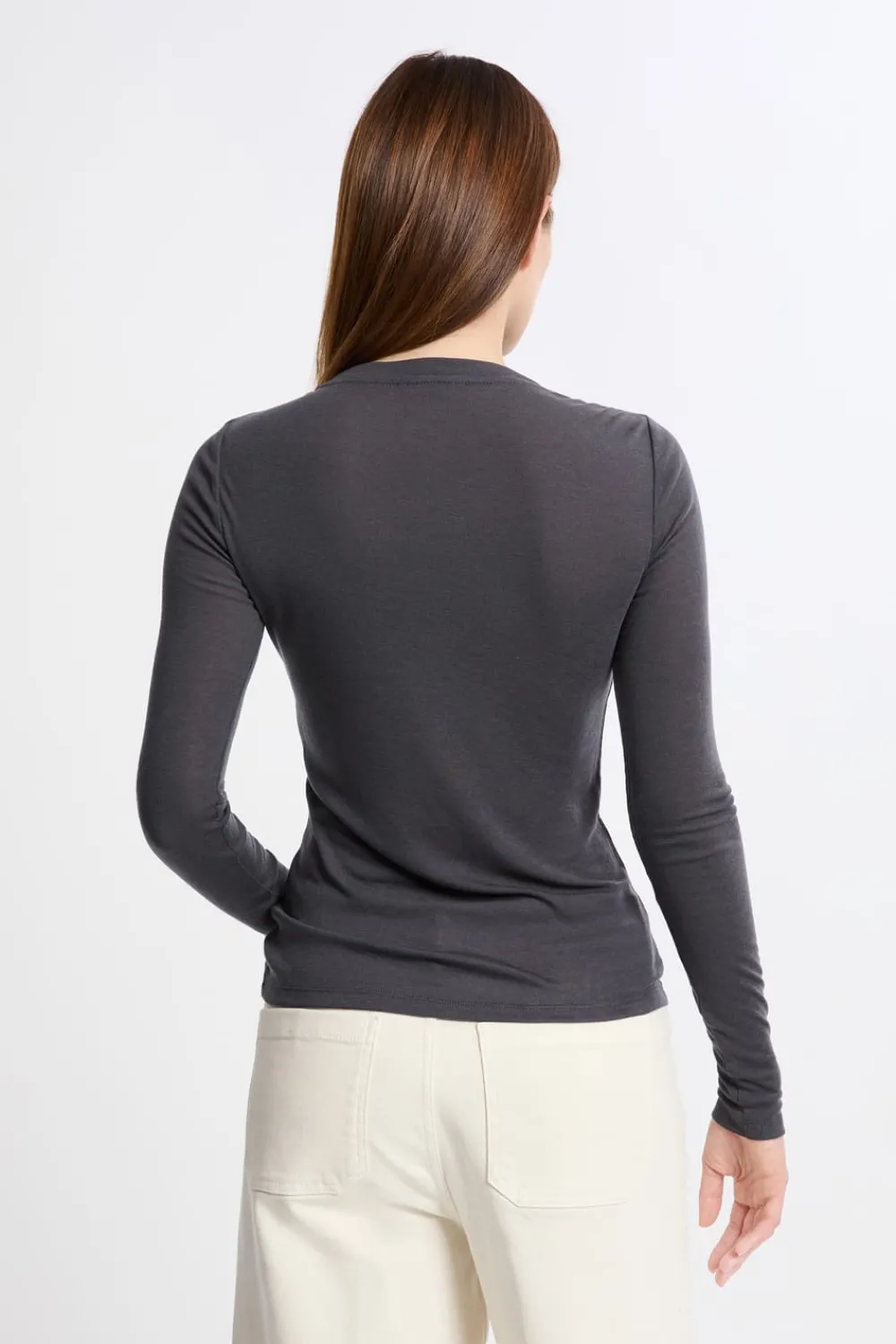 New ETAM Camiseta térmica de cuello redondo con lana ANTRACITA