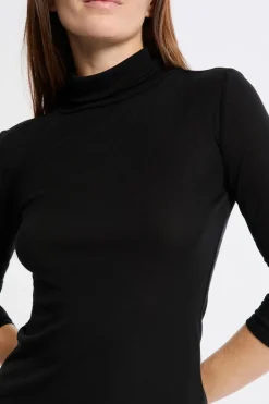Clearance ETAM Camiseta térmica de cuello alto con lana NEGRO
