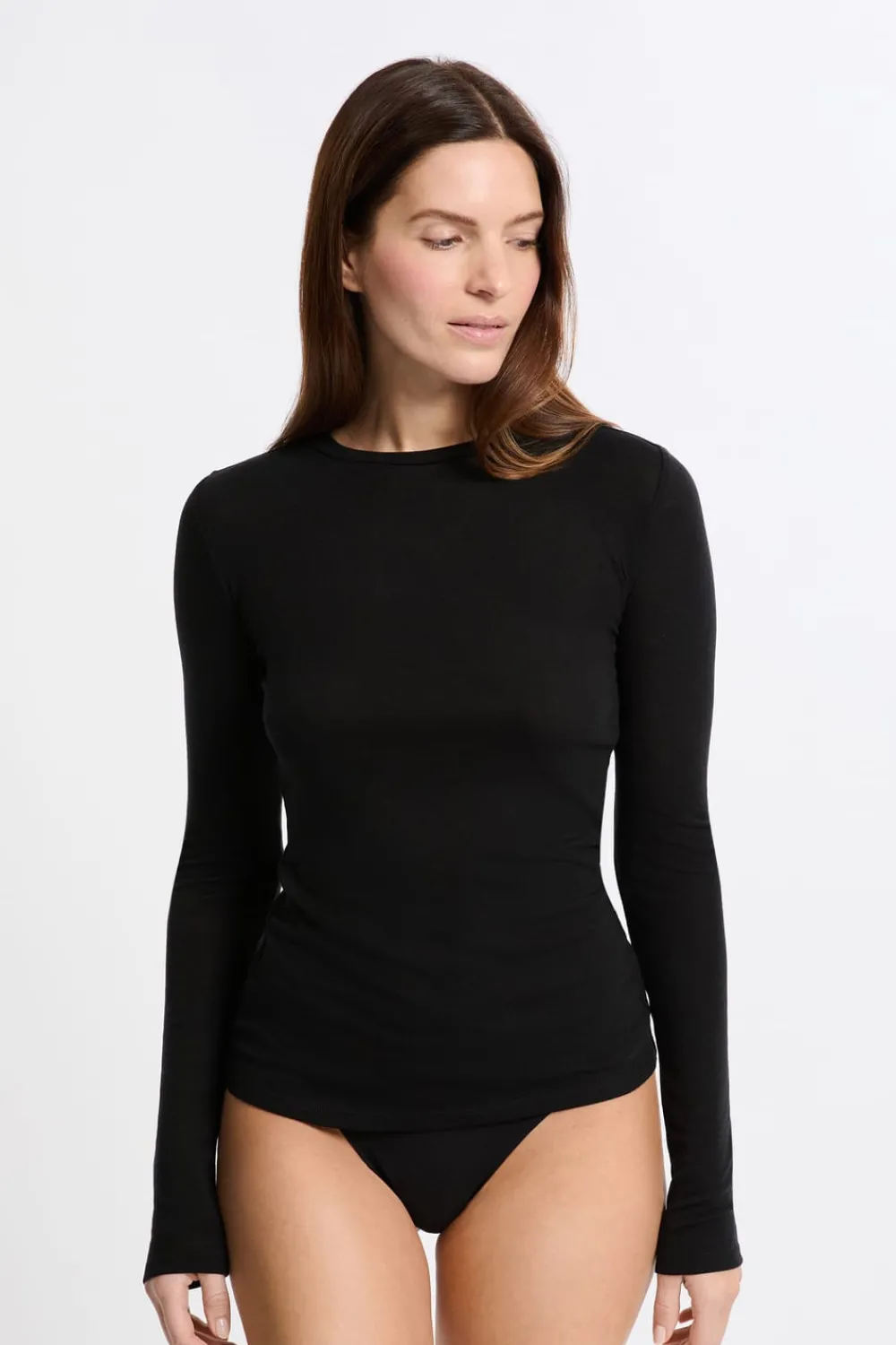 Online ETAM Camiseta térmica de cuello redondo con lana NEGRO