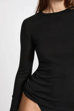 Online ETAM Camiseta térmica de cuello redondo con lana NEGRO