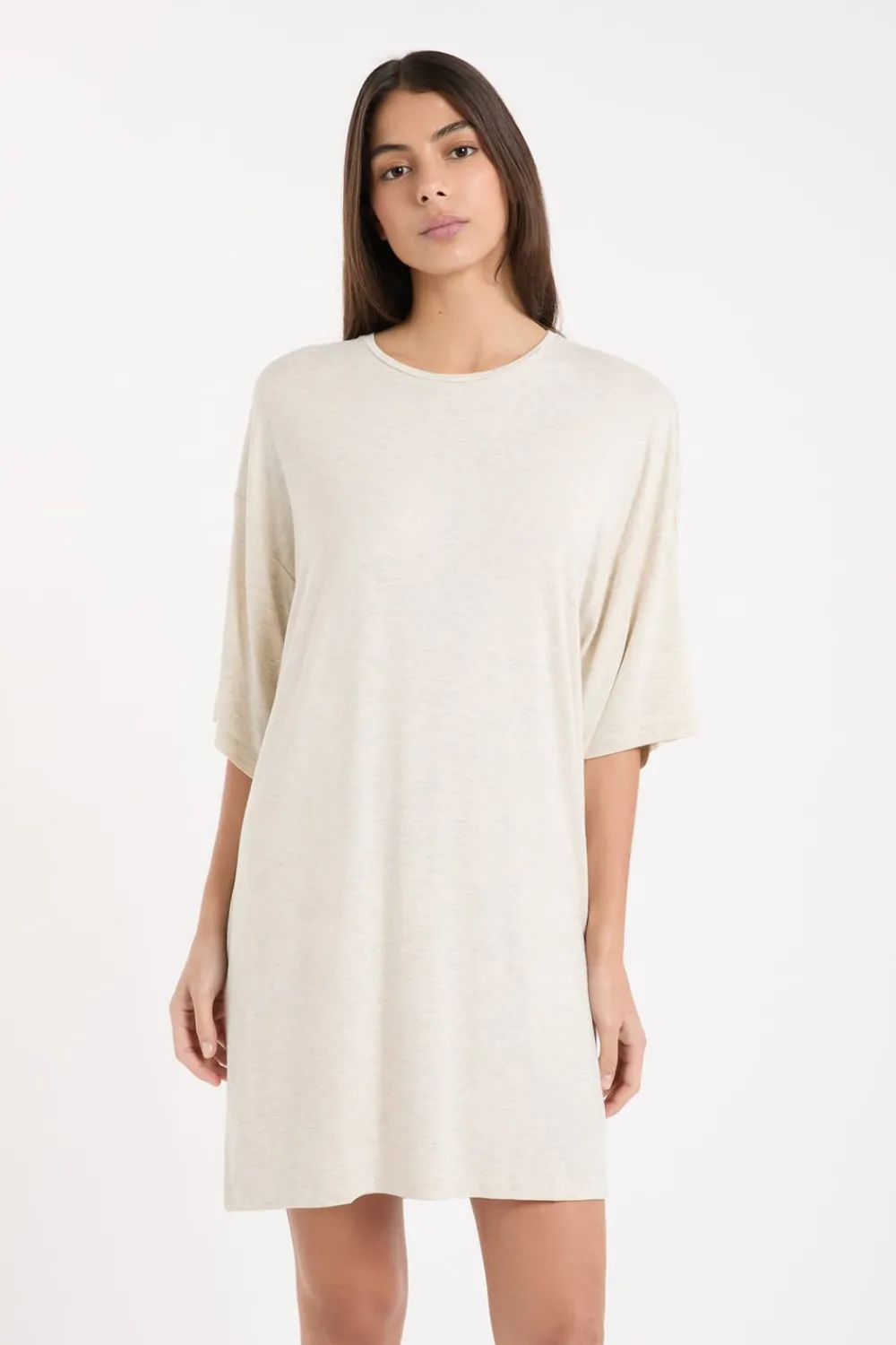 ETAM Camisón con cuello redondo BEIGE