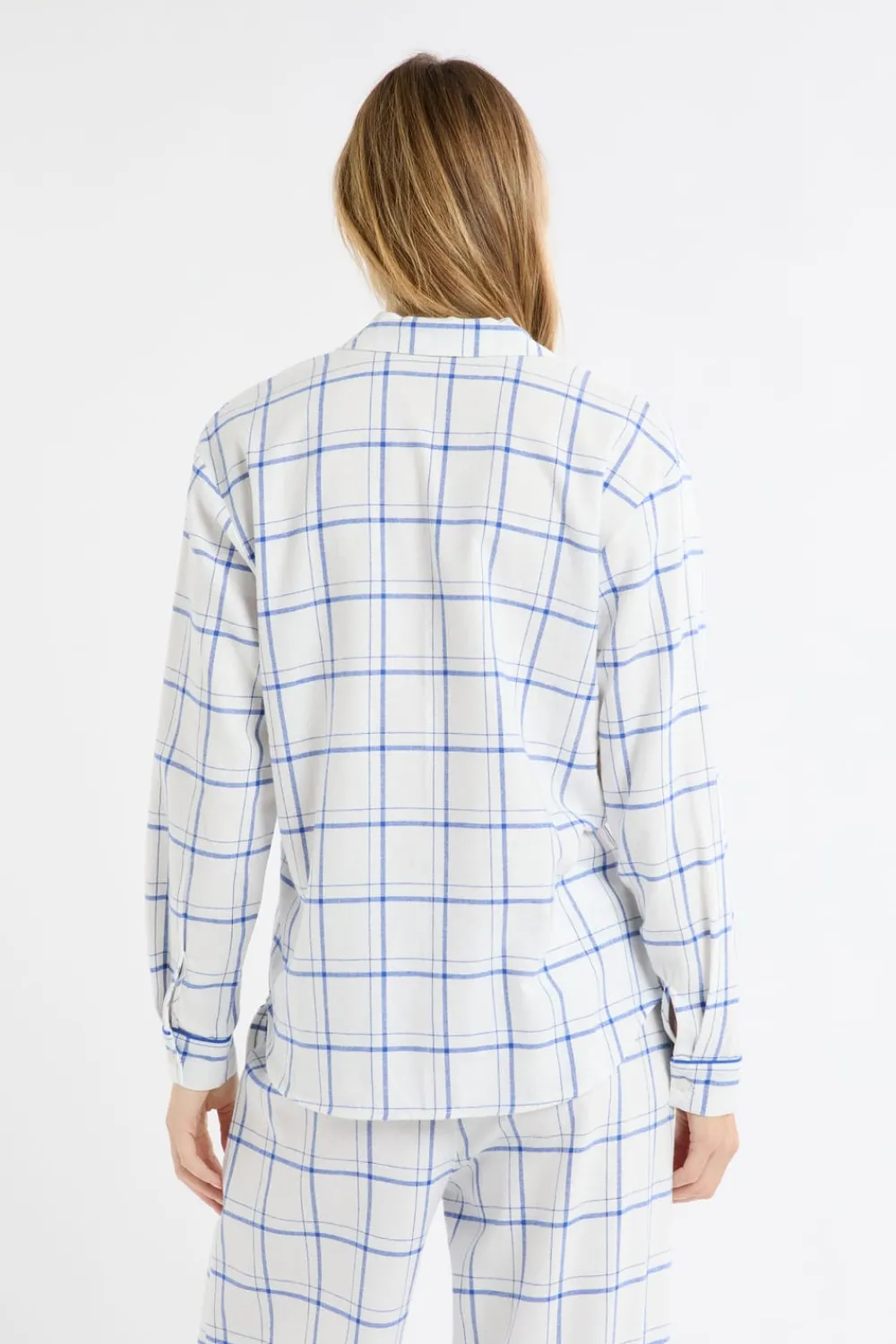 Sale ETAM Camisón de algodón a cuadros AZUL