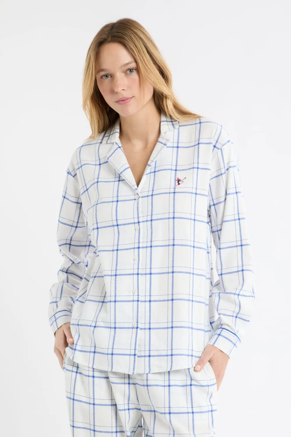 Sale ETAM Camisón de algodón a cuadros AZUL