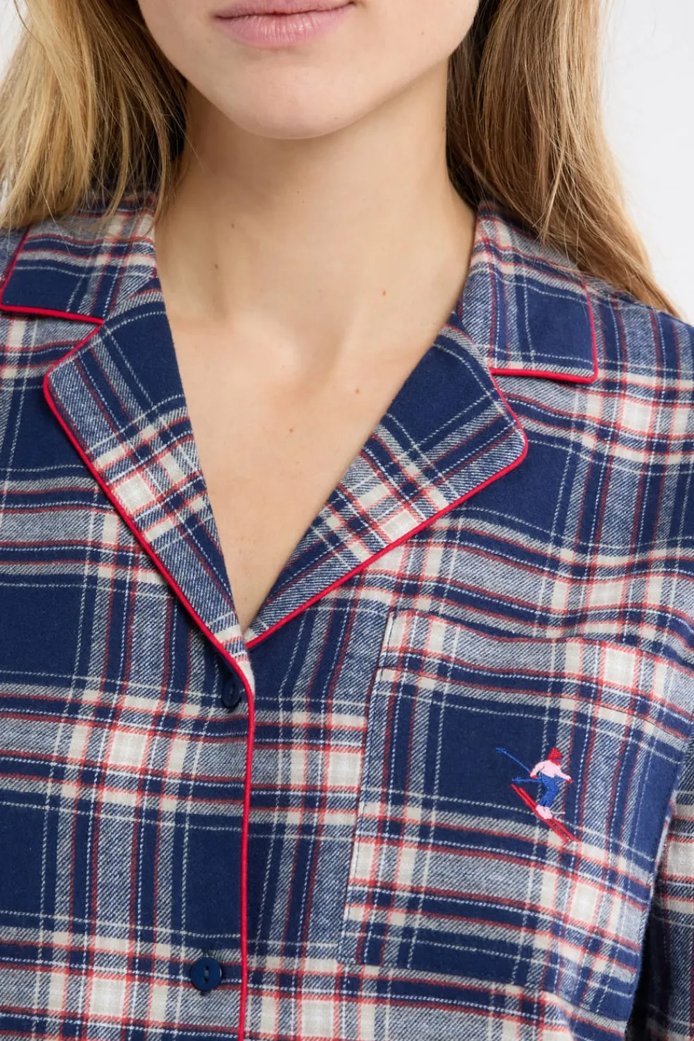 Clearance ETAM Camisón de algodón a cuadros marino