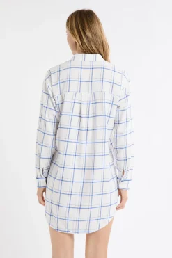 Online ETAM Camisón de algodón a cuadros AZUL