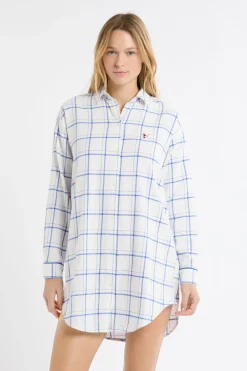 Online ETAM Camisón de algodón a cuadros AZUL