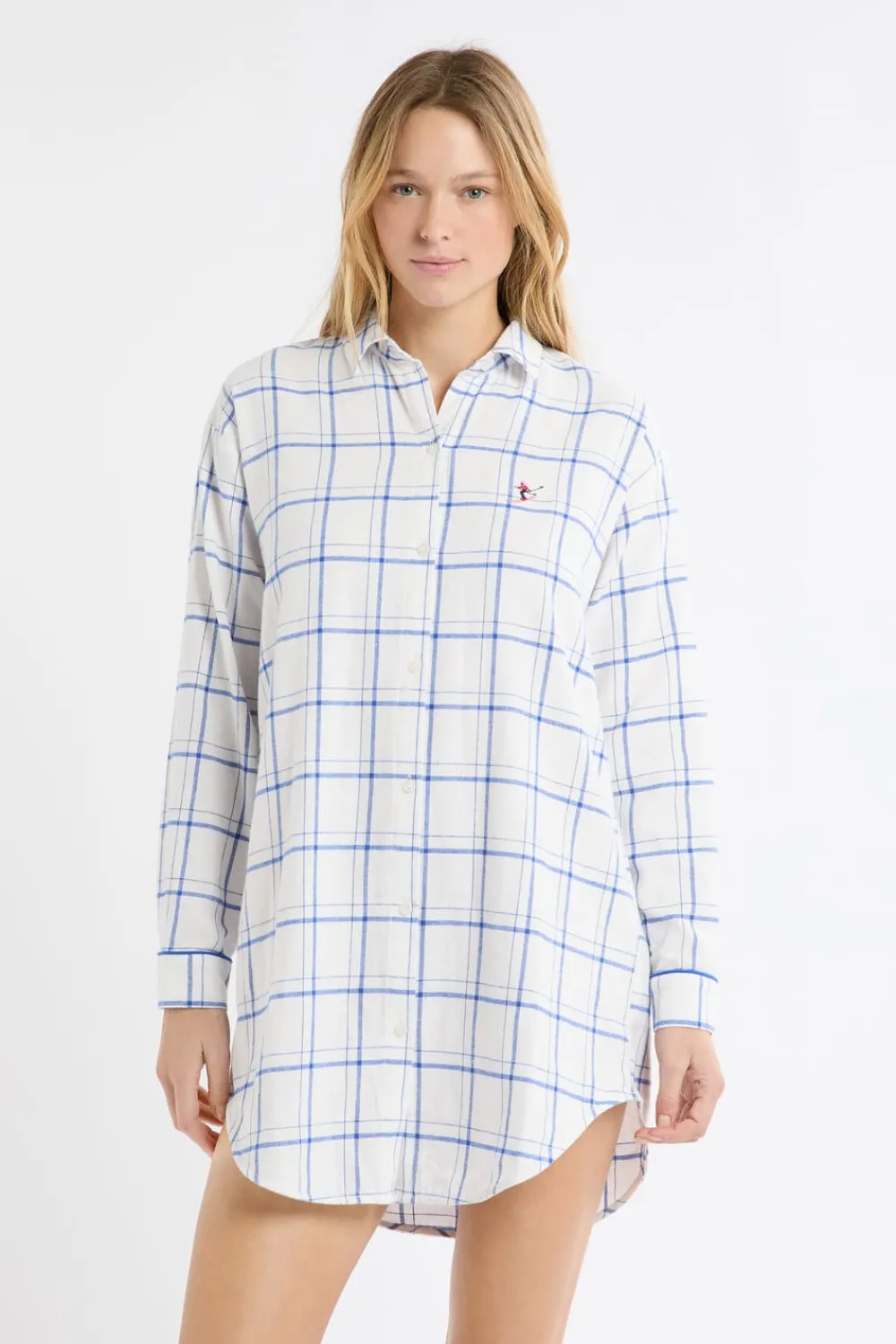Online ETAM Camisón de algodón a cuadros AZUL