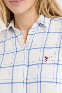 Online ETAM Camisón de algodón a cuadros AZUL