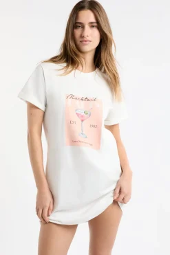 Best ETAM Camisón de algodón estampado BLANCO