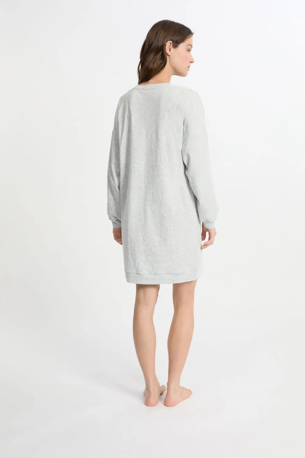 Discount ETAM Camisón de manga larga de algodón GRIS