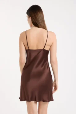 ETAM Camisón de seda con detalles de encaje HENNA