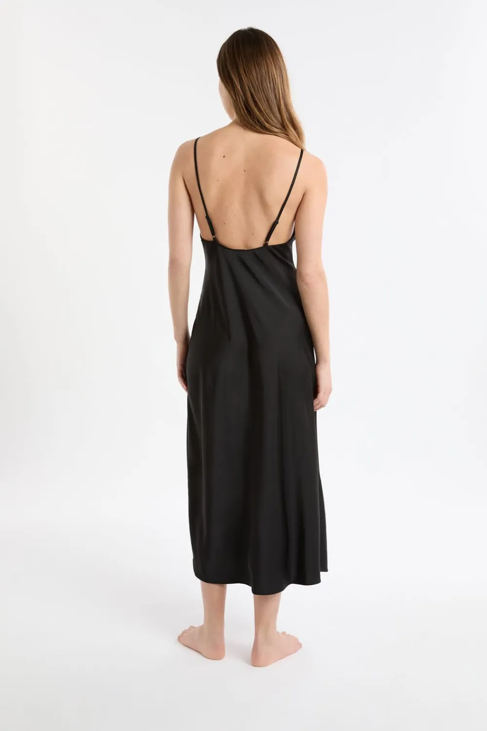 Discount ETAM Camisón largo de satén NEGRO