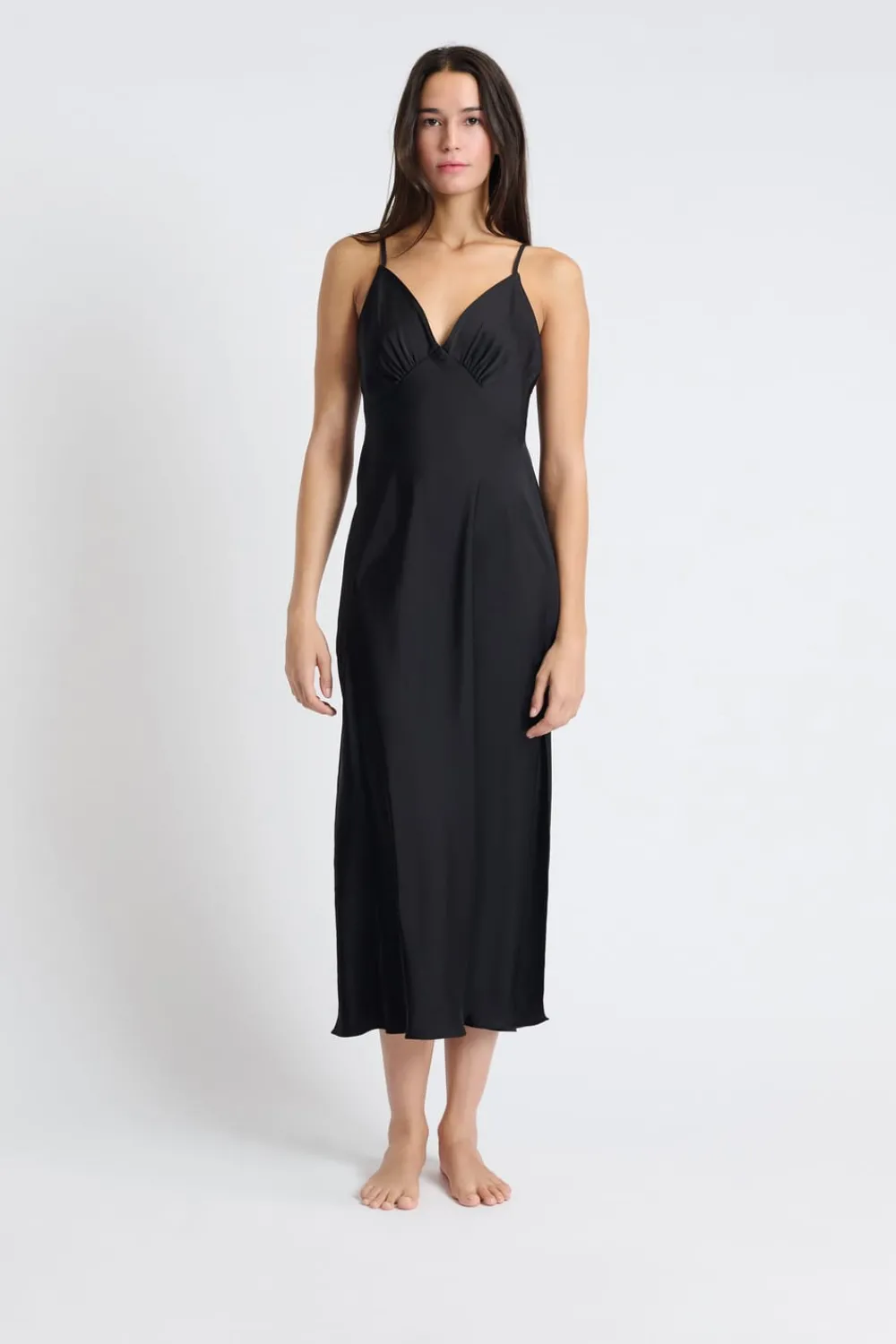 Hot ETAM Camisón largo de satén NEGRO