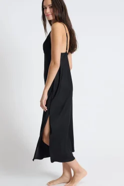 Hot ETAM Camisón largo de satén NEGRO
