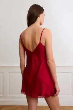 Online ETAM Camisón satinado con detalles de encaje ROJO