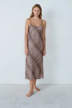 New ETAM Camisón satinado leopardo ESTAMPADO